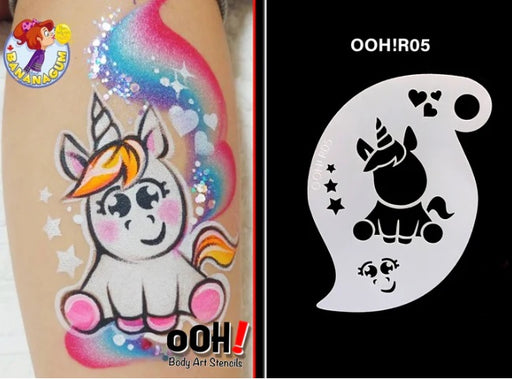 Ooh! Face Painting Stencil | Baby Unicorn Storm (R05)