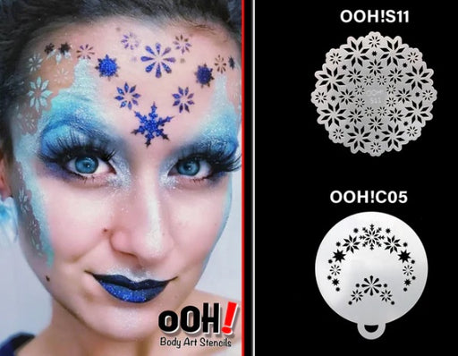 Ooh! Face Painting Stencil | Snowflake Sphere (S11)