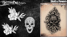 Tattoo Pro | Air Brush Body Painting Stencil - SKULL AND FLOWERS 194